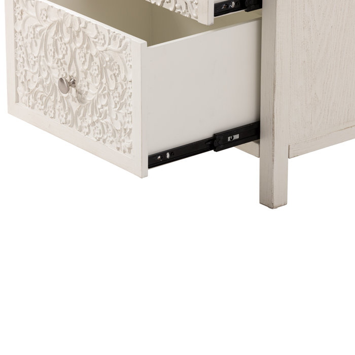 Bungalow Rose Levera Farmhouse FullyAssembled 2Drawer Nightstand